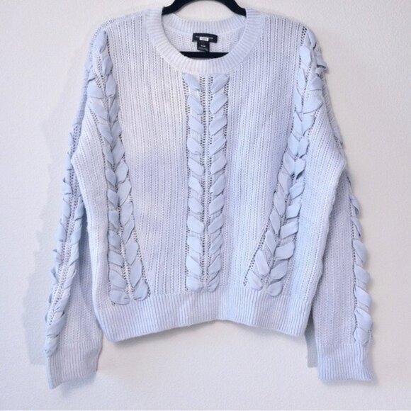 Club Monaco Sweaters - Club Monaco Wool Woven Ribbon Detail Sweater M Blue Knit Relaxed Ombre
